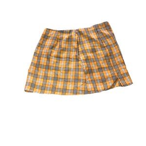 Ugly Yellow Plaid Wrap Mini Skirt